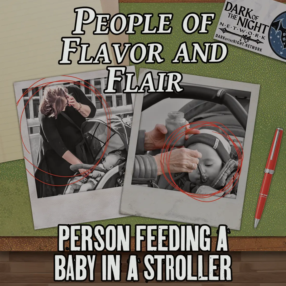 People of Flavor and Flair: Person Feeding a Baby in a Stroller